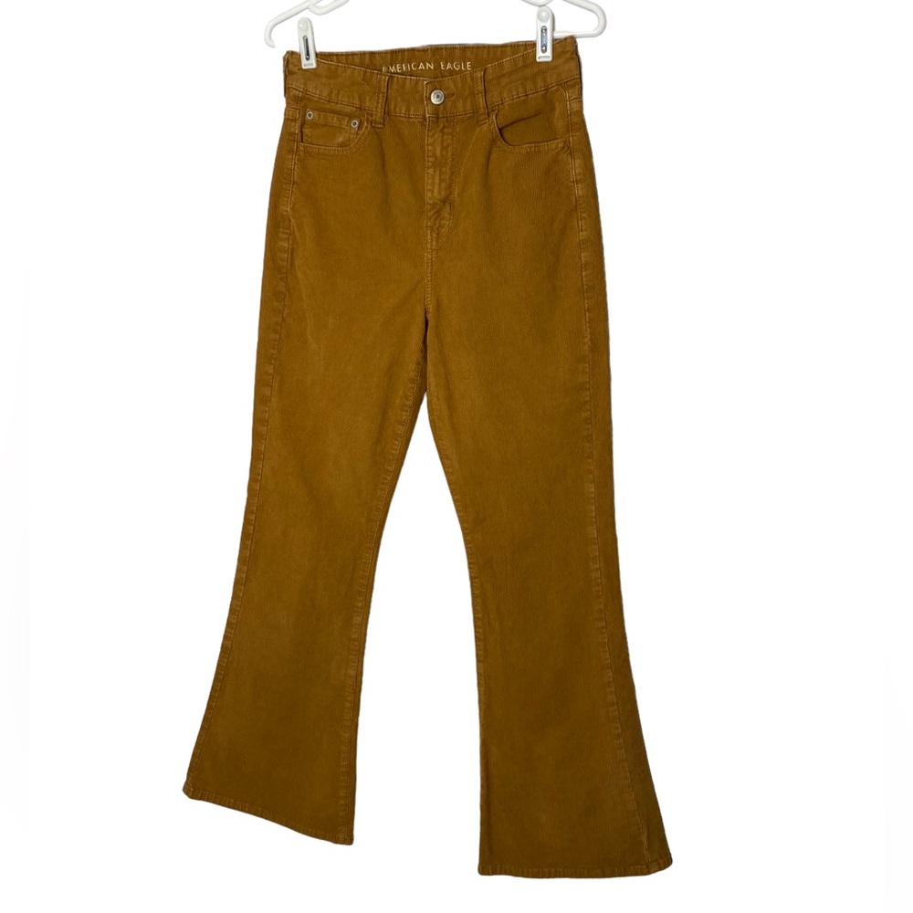 American Eagle Super Hi Rise Flare Corduroy Camel Tan Pants 8 Reg